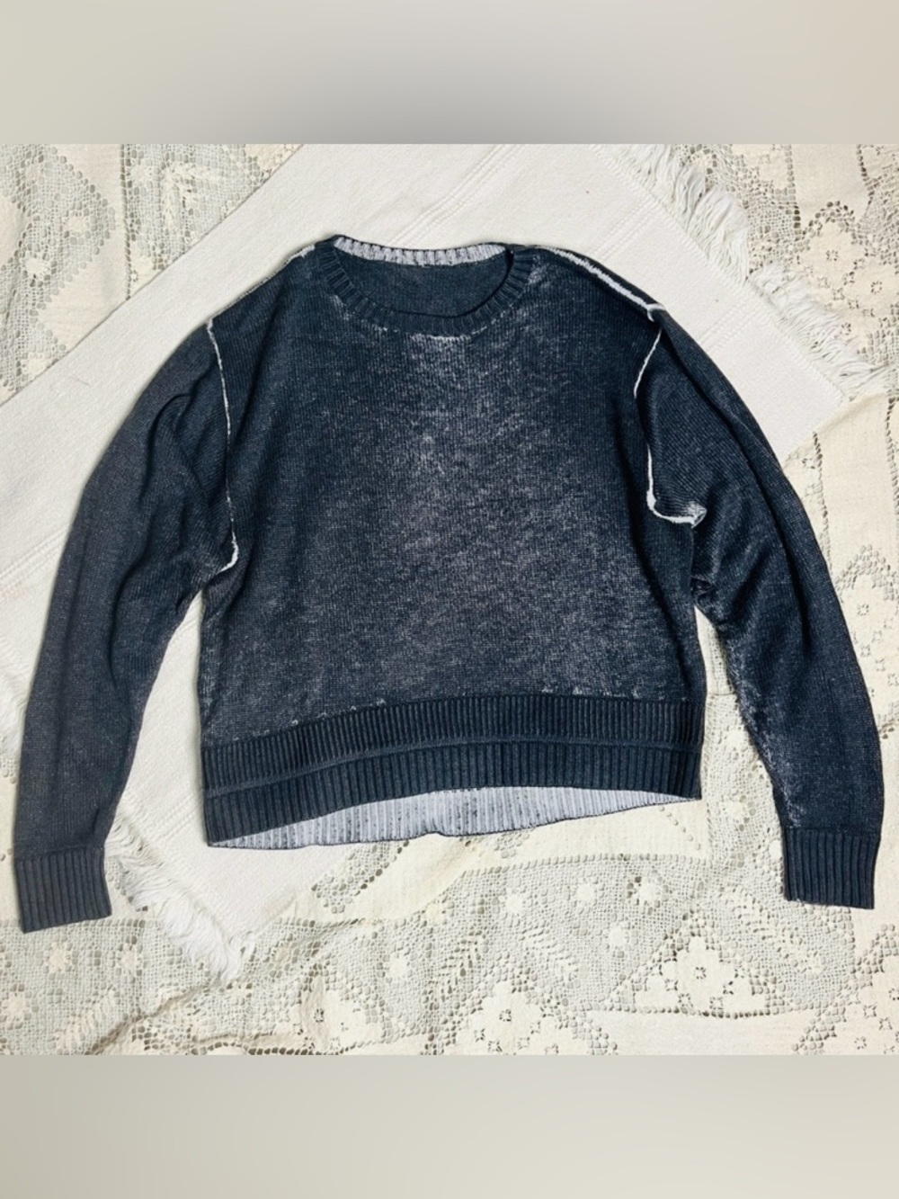 Lululemon Hazy Day Sweater Cashmere Blend Black Alpine White Size S/M